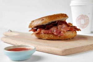 Bacon bagel, a bagel-stack and a salmon bagel